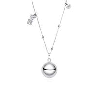 Dada Gioielli Collier Femme avec Pendentif Sphère et Charms Symboliques - Acier Inoxydable Hypoallergénique - Trèfle, Cœur, Tétine, Petit Pied 1/2 Cœurs, Arbre de Vie, Ourson