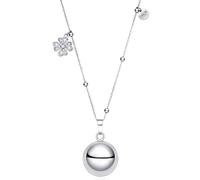 Dada Gioielli Collier Femme avec Pendentif Sphère et Charms Symboliques - Acier Inoxydable Hypoallergénique - Trèfle, Cœur, Tétine, Petit Pied 1/2 Cœurs, Arbre de Vie, Ourson