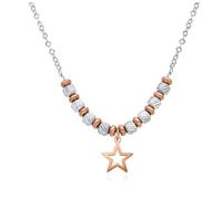 Dada Gioielli - Collier femme pendentif rose trèfle étoile coeur chaîne diamant 45+5 cm idée cadeau pour elle, Unica, Acier inoxydable, Pas de gemme