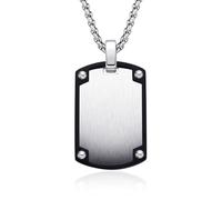 Dada Gioielli - Collier Homme Acier Inoxydable - Pendentif TAG Plaque Militaire style Top Gun couleur Noir ou Argent personnalisable, Cadeau Elégant pour Papa - Garçon - Ami - Neveu,