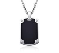 Dada Gioielli - Collier Homme Acier Inoxydable - Pendentif TAG Plaque Militaire style Top Gun couleur Noir ou Argent personnalisable, Cadeau Elégant pour Papa - Garçon - Ami - Neveu,
