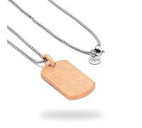 Dada Gioielli - Collier homme avec plaque Dog Tag, pendentif plaque signalétique en acier inoxydable, design avec motif losanges, chaîne 45+5 cm (Rose)