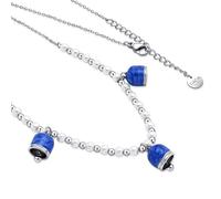 Dada Gioielli - Collier Perles de Cristal de Majorca avec Cloche Capri et Majorca - Cchaîne en Acier Inoxydable Argenté, Cadeau Porte-Bonheur Femme., Bleu