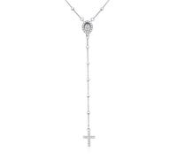 Dada Gioielli - Collier rosaire pour hommes et femmes avec croix et médaille miraculeuse - Bijou chrétien avec chaîne en acier inoxydable hypoallergénique (Chaîne Blanche)