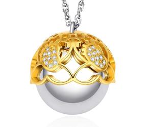 Dada Gioielli Grossesse 2025 - Cadeau pour future maman - Collier cloche pour femme enceinte - Pendentif appel de l'ange avec zircons étincelants, or-jaune, laiton plaqué or-18kt