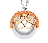 Dada Gioielli - Protection et amour pour les futures mamans - Collier bola de grossesse appelant les anges - Pendentif scintillant - Cadeaux pour femmes enceintes (pied de bébé Or Rosé)