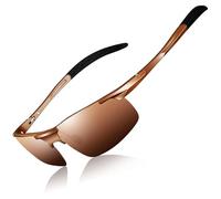 DADA-PRO Lunettes de soleil de conduite pour hommes HD polarisées rétro vintage, lunettes de soleil miroir pêche sportive course à pied (Marron)