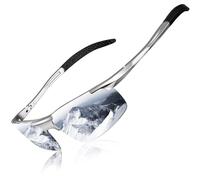 DADA-PRO Lunettes de soleil de conduite pour hommes HD polarisées rétro vintage, lunettes de soleil miroir pêche sportive course à pied (Argenté)