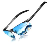 DADA-PRO Lunettes de soleil de conduite pour hommes HD polarisées rétro vintage, lunettes de soleil miroir pêche sportive course à pied (Bleu)