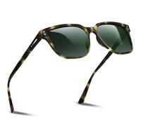 DADA-PRO Lunettes de soleil polarisées pour hommes-femmes-UV400-rectangulaires-noires-lunettes de soleil-unisexe-classiques-ultra légères-pour-cyclisme-conduite/pêche, Monture tortue/verres verts