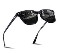 DADA-PRO Lunettes de soleil polarisées pour hommes-femmes-UV400-rectangulaires-noires-lunettes de soleil-unisexe-classiques-ultra légères-pour-cyclisme-conduite/pêche, Monture noire/verres noirs