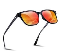 DADA-PRO Lunettes de soleil polarisées pour hommes-femmes-UV400-rectangulaires-noires-lunettes de soleil-unisexe-classiques-ultra légères-pour-cyclisme-conduite/pêche, Monture noire/verres rouges