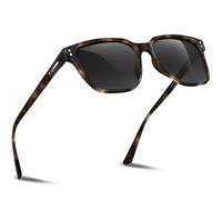 DADA-PRO Lunettes de soleil polarisées pour hommes-femmes-UV400-rectangulaires-noires-lunettes de soleil-unisexe-classiques-ultra légères-pour-cyclisme-conduite/pêche, Monture tortue/verres noirs