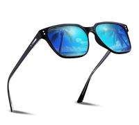 DADA-PRO Lunettes de soleil polarisées pour hommes-femmes-UV400-rectangulaires-noires-lunettes de soleil-unisexe-classiques-ultra légères-pour-cyclisme-conduite/pêche, Monture noire/verres bleus