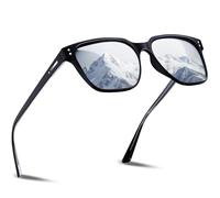 DADA-PRO Lunettes de soleil polarisées pour hommes-femmes-UV400-rectangulaires-noires-lunettes de soleil-unisexe-classiques-ultra légères-pour-cyclisme-conduite/pêche, Monture noire/verres argentés