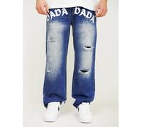 DADA SUPREME Homme Baggy Denim Jeans avec Logo Frontale Destroyed HipHop Look