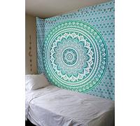 DadaAA Tapisserie Mandala, Tenture Murale Décor Dortoir Hippie Indienne, Drap de Plage Bohème (vert, 150x200 cm)