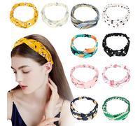 Dadabig 10PCS Twist Bow Wired Headbands, Fil flexible Headbands Noué Noeud de fer Bandeau Cheveux Bandeau en Fil Imprimé Vintage pour Femme et Fille