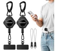 Dadanism 2PCS Rétractable Lanière Antivol Lanière en Acier pour Phone, Noir