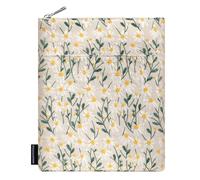 Dadanism Housse Livre Brodée Marguerite, Pochette Protecteur pour Livre, Cadeau Littéraire, Couverture avec Poche Avant Brochés Reliés, Cadeau Parfait pour Lecteur Enseignan, Beige