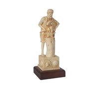DadArt Statue d'Héphaïstos Vulcain en albâtre finition patinée avec base en bois Figurine de dieu grec