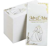 DADAWU Lot de 50 serviettes de table jetables Mr & Mrs à motif gâteau de boisson pour mariage, fête d'anniversaire, de fiançailles, décoration de table