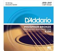 D'Addario - Cordes pour guitare acoustique - EJ38 Phosphor Bronze Light 12 cordes 10-47