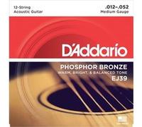 D'Addario Cordes guitare acoustique EJ39 Bronze phosphoreux 12 cordes Moyen 12-52