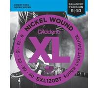 D'Addario Jeu de cordes guitare électrique EXL120BT Nickel Wound Tension équilibrée Super léger 9-40