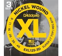 D'Addario Cordes pour guitare électrique EXL125-3D Nickel Wound Super LT 9-42 Pack de 3