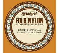 D'Addario BEC032 Corde seule en nylon pour guitare folk Extrémité à boule Translucide