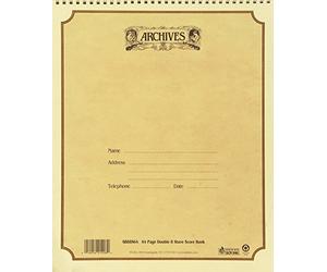 D'Addario Bowed Cahier manuscrit à reliure spirale Archives, 8 double-portées, 64 pages, 28 x 33 cm