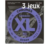 D'Addario Chromes ECG24-3D, filets plats, Jazz Light, 11-50, 3 jeux - Jeu guitare électrique G