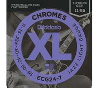 D'Addario Chromes ECG24-7, Jazz Light, 11-65 - filet plat - Jeu guitare électrique 7 cordes G
