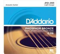 D'Addario Cordes en bronze phosphoreux pour guitare acoustique D'Addario EJ16, Light, 12-53