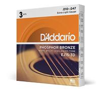 D'Addario Cordes guitare acoustique, 10-47,EJ15-3D Ph.Bronze,set 3 - Cordes de Guitare Acoustique