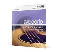 D'Addario Cordes Guitare Acoustique | Corde Guitare Folk | EJ26 | Cordes en bronze phosphoreux pour guitare acoustique avec revêtement | Custom Light 11-52