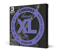 D'Addario Chromes ECG24-3D, filets plats, Jazz Light, 11-50, 3 jeux - Jeu guitare électrique