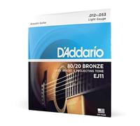 D'Addario – Cordes pour guitare acoustique EJ11 – Bronze 80/20 Léger 12-53