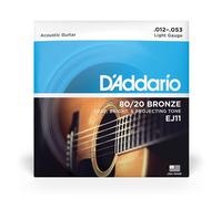 D'ADDARIO EJ11 Cordes Pour Guitare Acoustique, 80/20 Bronze, Light, 12-53