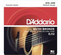 D'ADDARIO EJ12 Cordes Pour Guitare Acoustique, 80/12 Bronze, Medium, 13-56