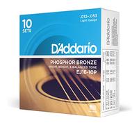 D'Addario Cordes pour guitare acoustique EJ16-10P – Bronze phosphoreux Léger 12-53 – 10 jeux
