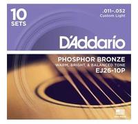 D'Addario EJ26-10P Custom Light 11-52 10 jeux - phosphore bronze - jeu guitare acoustique G