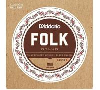 D'Addario Cordes guitare classique/folk EJ32 – Jeu à boule – Filet argenté, aigus nylon noir 28-45