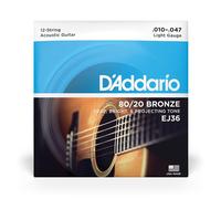 D'ADDARIO EJ36 Cordes Pour Guitare Acoustique À 12 Cordes, Bronze, Léger, 10-47