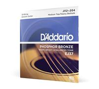 D'Addario Cordes guitare acoustique EJ37 – Bronze phosphoreux 12 cordes Medium Top/Bas lourd 12-54