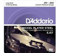 D'Addario – Jeu de cordes pour banjo EJ57 Custom Med 11-22 – 5 cordes – Plaqué nickel