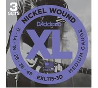 D'Addario EXL115-3D - 3 jeux cordes guitare électrique 11-49 (nickel) - pack anti-corrosion