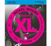 D'Addario Jeu de cordes pour guitare basse EXL170M Light 45-100 cordes moyennes