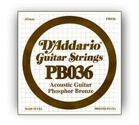 D'Addario PB036 Corde seule avec filet de bronze phosphoreux pour guitare acoustique Calibre .036